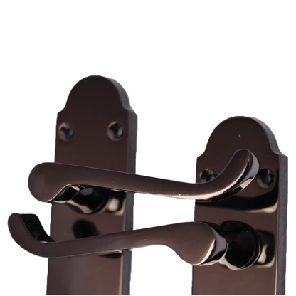 Epsom Door Handle Latch Scroll Lever - Black Nickel Pack
