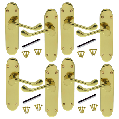MULTIPACK Door Handles Epsom Latch Brass Lever Victorian Scroll 1/4/6 Pairs