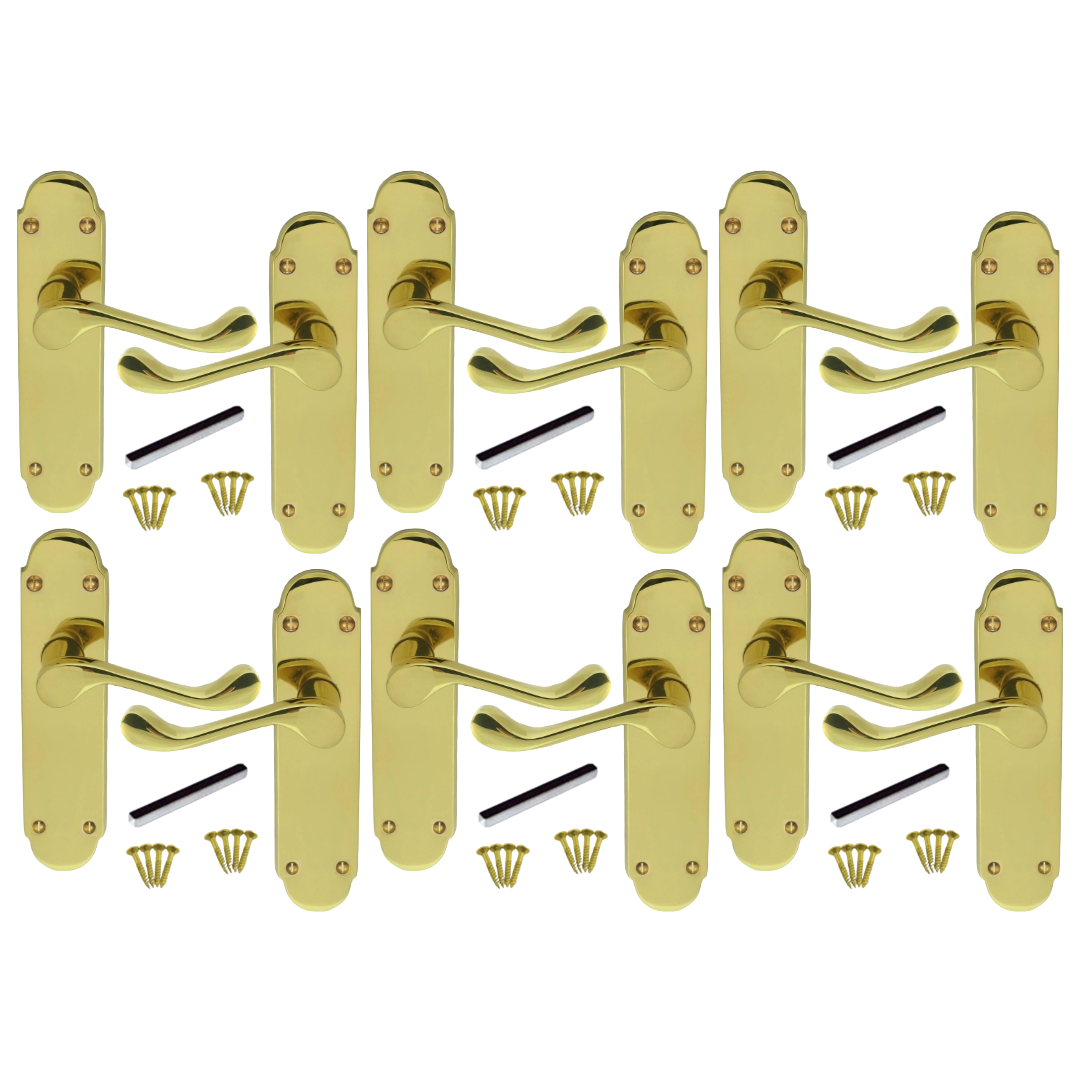 MULTIPACK Door Handles Epsom Latch Brass Lever Victorian Scroll 1/4/6 Pairs