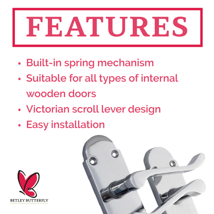 Poignées de porte multipack, loquets, leviers à défilement chromés Epsom, style victorien, 1/4/6 paires