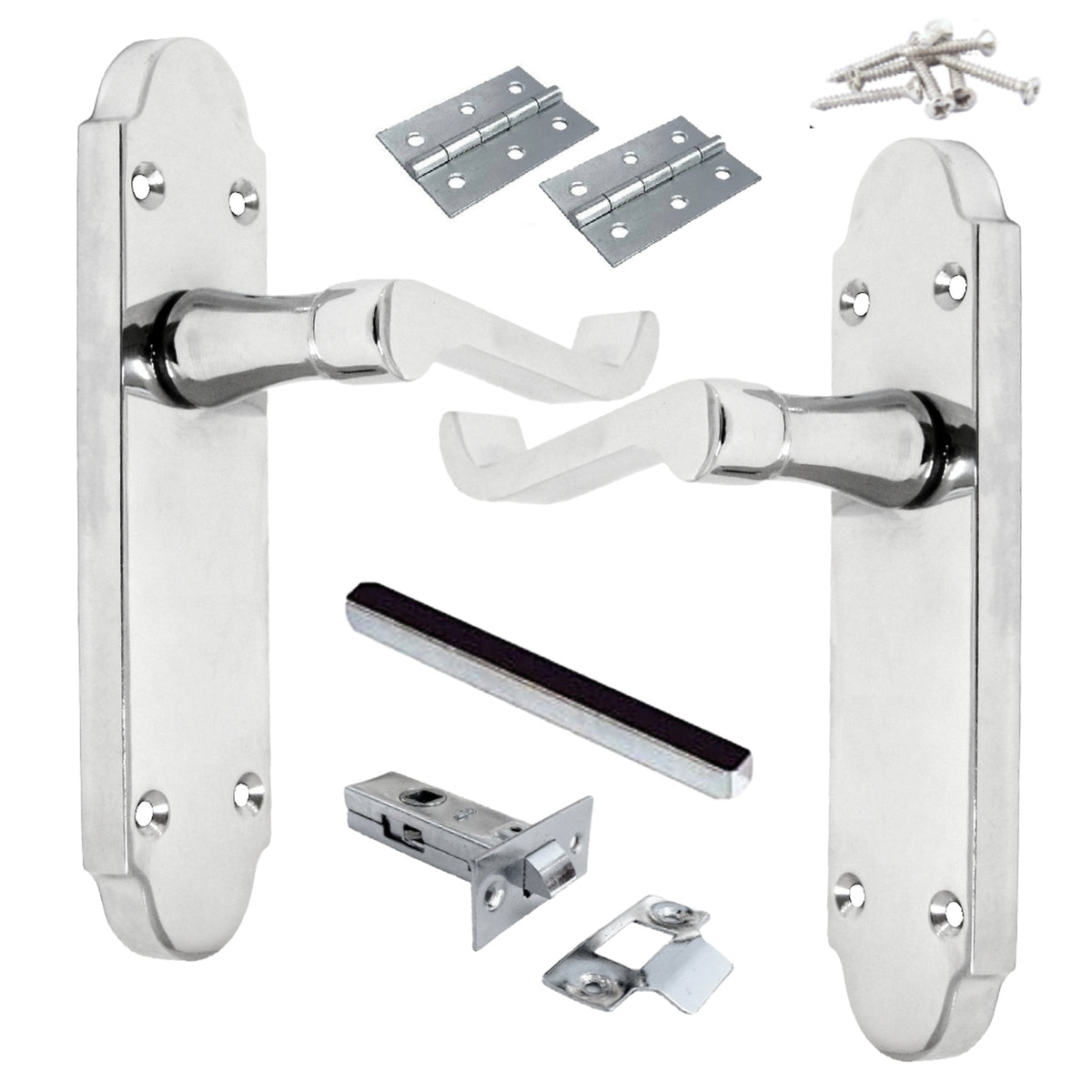 Marketplace JPG companion for Multipack Door Handles Latch Pack Epsom Chrome Scroll Lever Victorian 1/4/6 Pairs - 3"