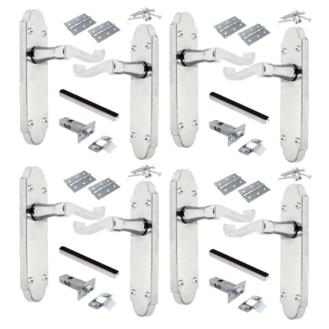 Poignées de porte multipack, loquets, leviers à défilement chromés Epsom, style victorien, 1/4/6 paires