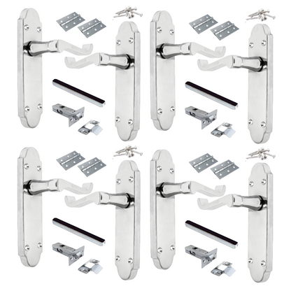 Poignées de porte multipack, loquets, leviers à défilement chromés Epsom, style victorien, 1/4/6 paires