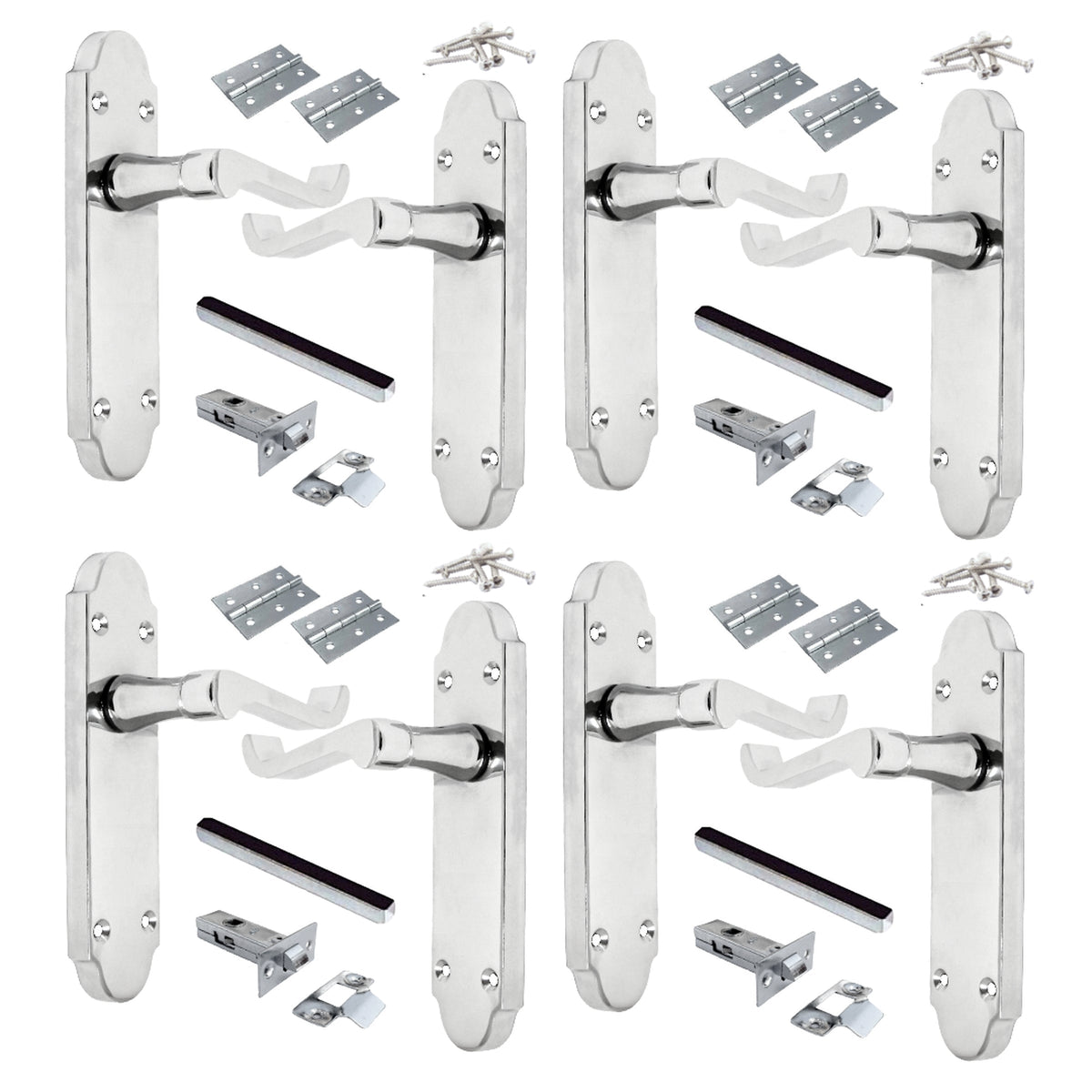 Marketplace JPG companion for Multipack Door Handles Latch Pack Epsom Chrome Scroll Lever Victorian 1/4/6 Pairs - 3"