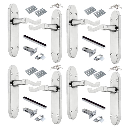 Marketplace JPG companion for Multipack Door Handles Latch Pack Epsom Chrome Scroll Lever Victorian 1/4/6 Pairs - 3"