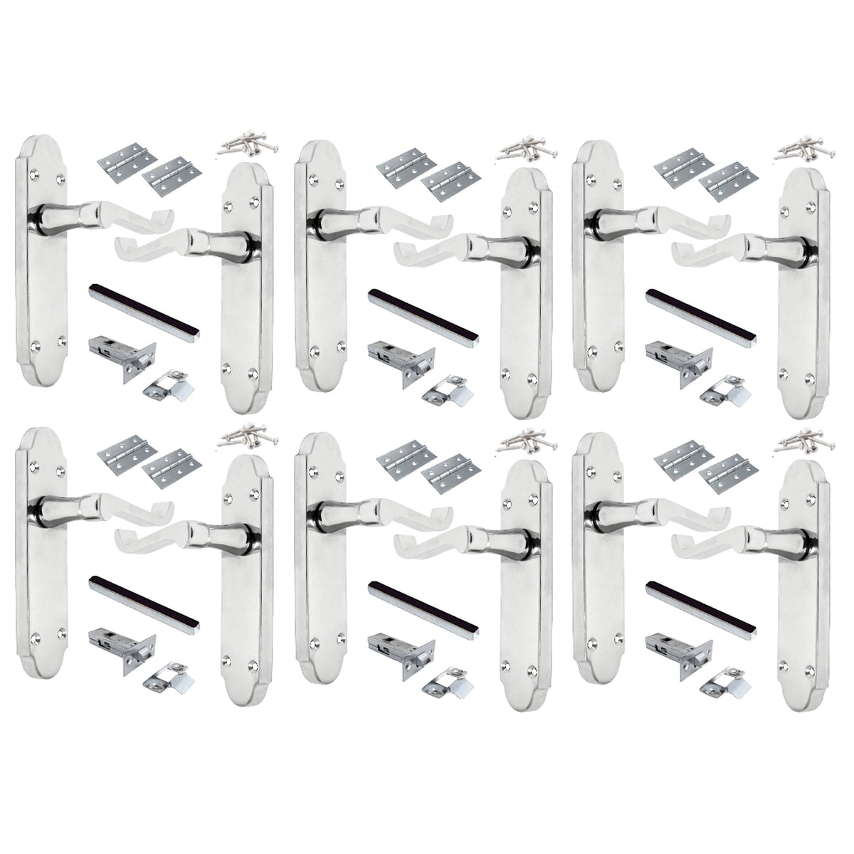 Marketplace JPG companion for Multipack Door Handles Latch Pack Epsom Chrome Scroll Lever Victorian 1/4/6 Pairs - 3"