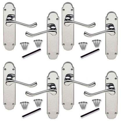 MULTIPACK Door Handles Epsom Chrome Scroll Lever Victorian Scroll 1/4/6 Pairs