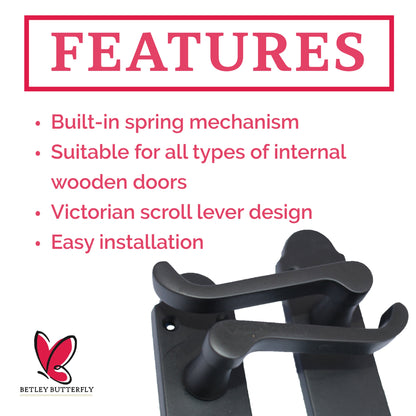 Marketplace JPG companion for Epsom Door Handle Latch Victorian Scroll Lever - Matt Black Pack Hinges