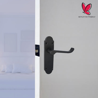 Marketplace JPG companion for Epsom Door Handle Latch Victorian Scroll Lever - Matt Black Chrome Pack Hinges
