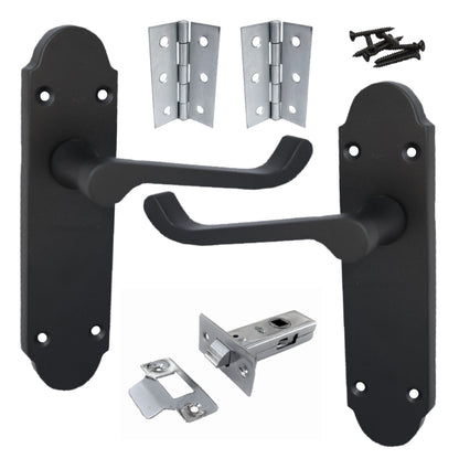 Marketplace JPG companion for Epsom Door Handle Latch Victorian Scroll Lever - Matt Black Chrome Pack Hinges