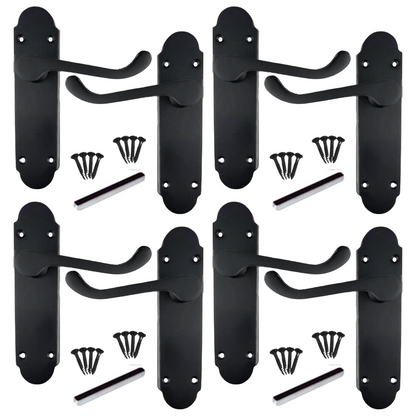 MULTIPACK Door Handle Epsom Matt Black Victorian Scroll Lever Latch 1/4/6 Pairs