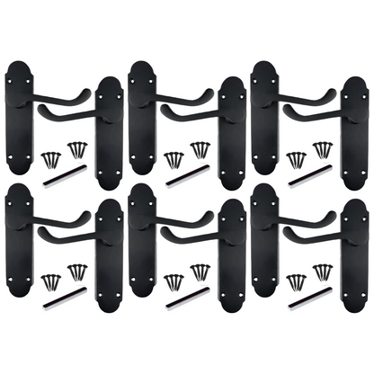 MULTIPACK Door Handle Epsom Matt Black Victorian Scroll Lever Latch 1/4/6 Pairs
