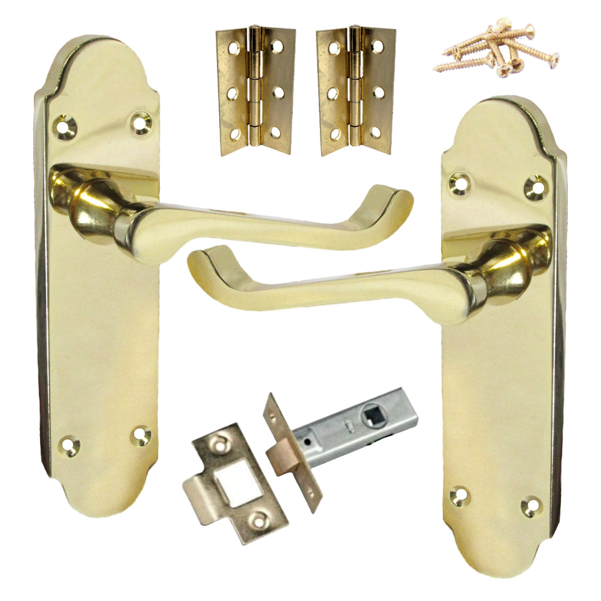 Marketplace JPG companion for Epsom Door Handle Latch Victorian Scroll Lever - Brass Pack Hinges