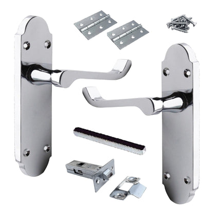 Marketplace JPG companion for Epsom Door Handle Latch Victorian Scroll Lever - Chrome Pack Hinges - 3"