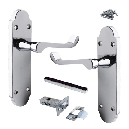 Epsom Door Handle Latch Victorian Scroll Lever - Chrome Pack