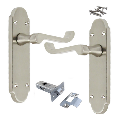Epsom Door Handles Internal Latch Scroll Lever - Satin Pack