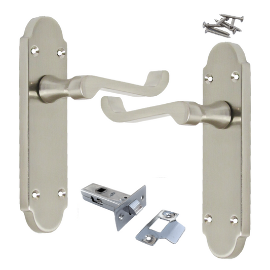 Epsom Door Handles Internal Latch Scroll Lever - Satin Pack