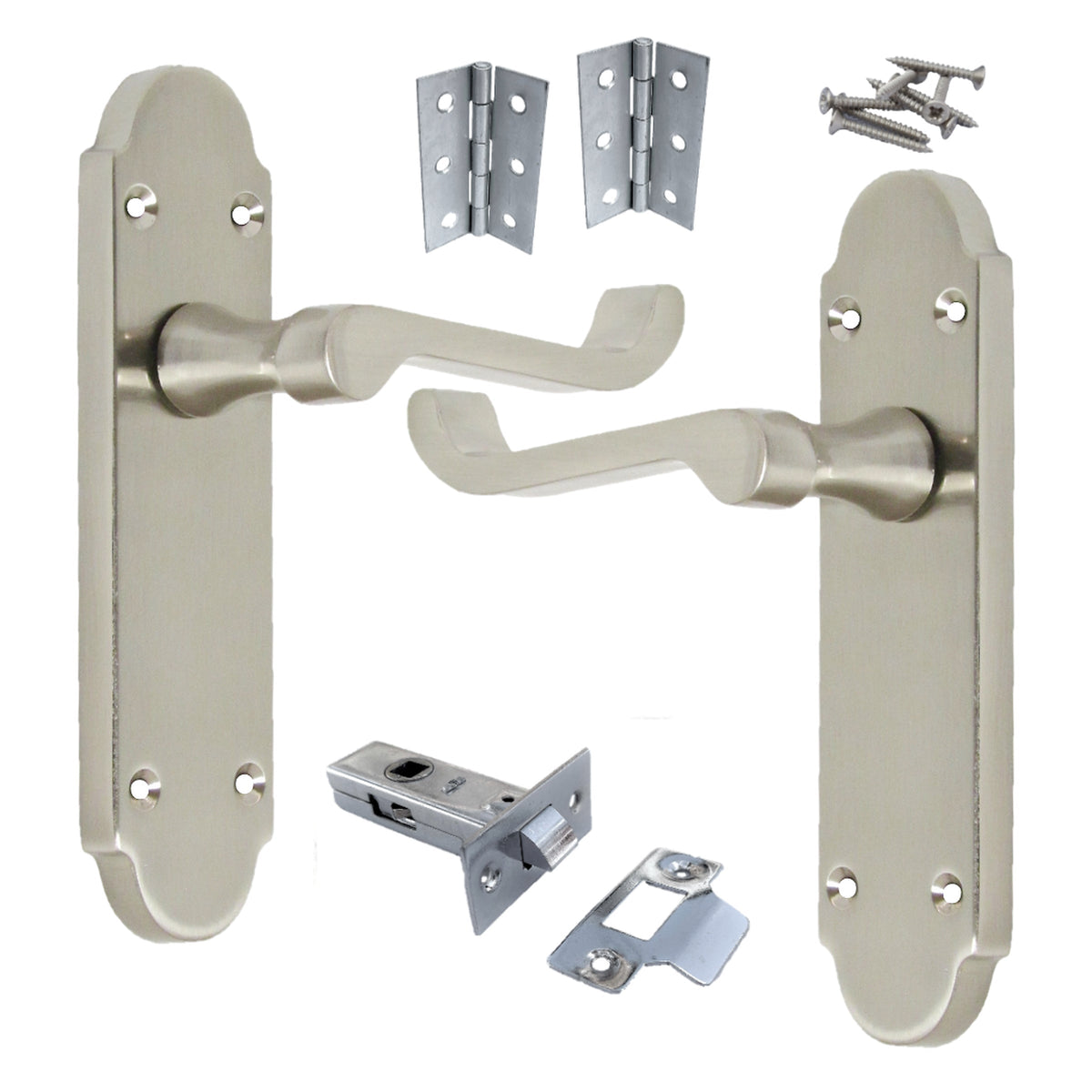 Marketplace JPG companion for Epsom Door Handles Internal Latch Scroll Lever - Satin Pack Hinges