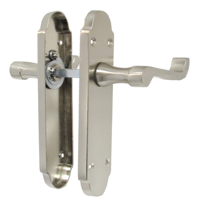 Epsom Door Handles Internal Latch Scroll Lever - Satin Pack Hinges