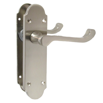 Epsom Door Handles Internal Latch Scroll Lever - Satin Pack Hinges