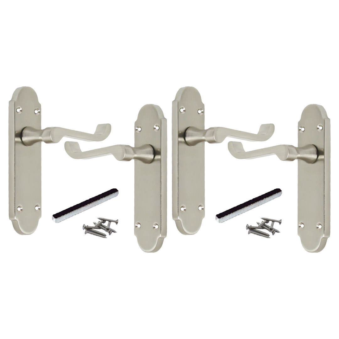 MULTIPACK Door Handles Epsom Latch Satin Scroll Lever Victorian 1/4/6 Pairs