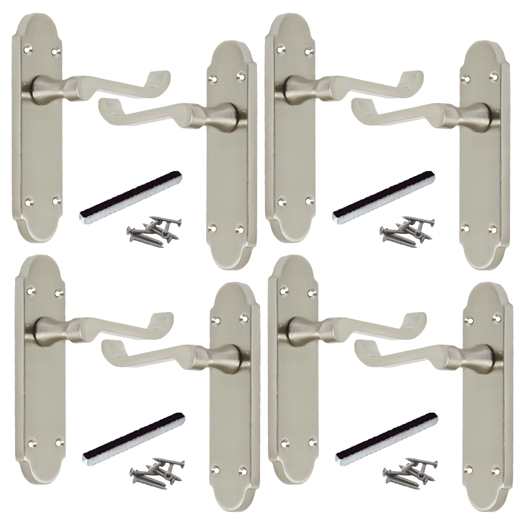 MULTIPACK Door Handles Epsom Latch Satin Scroll Lever Victorian 1/4/6 Pairs