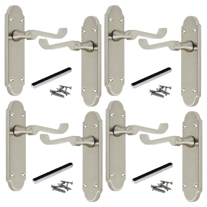 MULTIPACK Door Handles Epsom Latch Satin Scroll Lever Victorian 1/4/6 Pairs