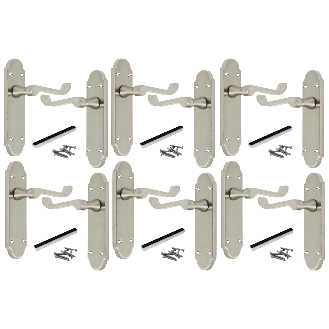 MULTIPACK Door Handles Epsom Latch Satin Scroll Lever Victorian 1/4/6 Pairs