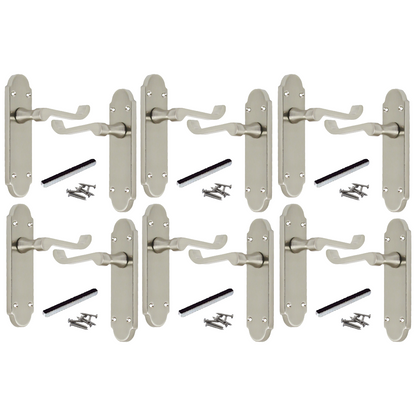 MULTIPACK Door Handles Epsom Latch Satin Scroll Lever Victorian 1/4/6 Pairs