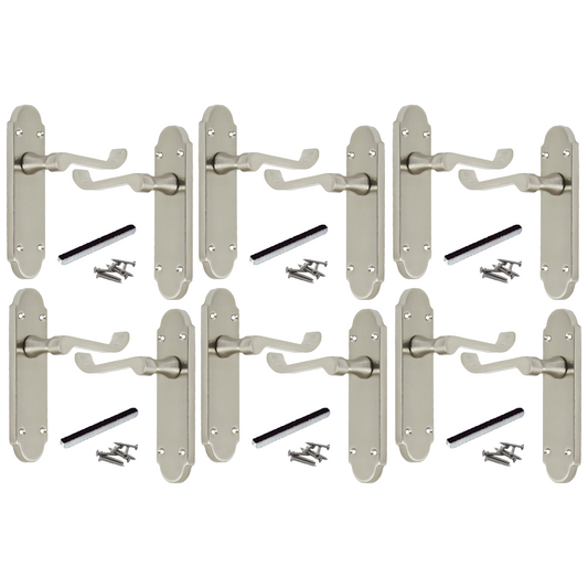 Poignées de porte multipack Epsom, loquet satiné, levier à volutes, style victorien, 1/4/6 paires