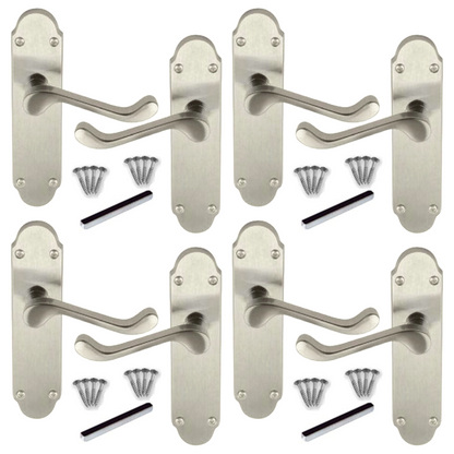 MULTIPACK Door Handles Epsom Latch Satin Scroll Lever Victorian 1/4/6 Pairs