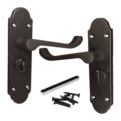 Marketplace JPG companion for Epsom Door Handle Bathroom Privacy Lock Scroll Lever - Matt Black - 168mm X 47mm