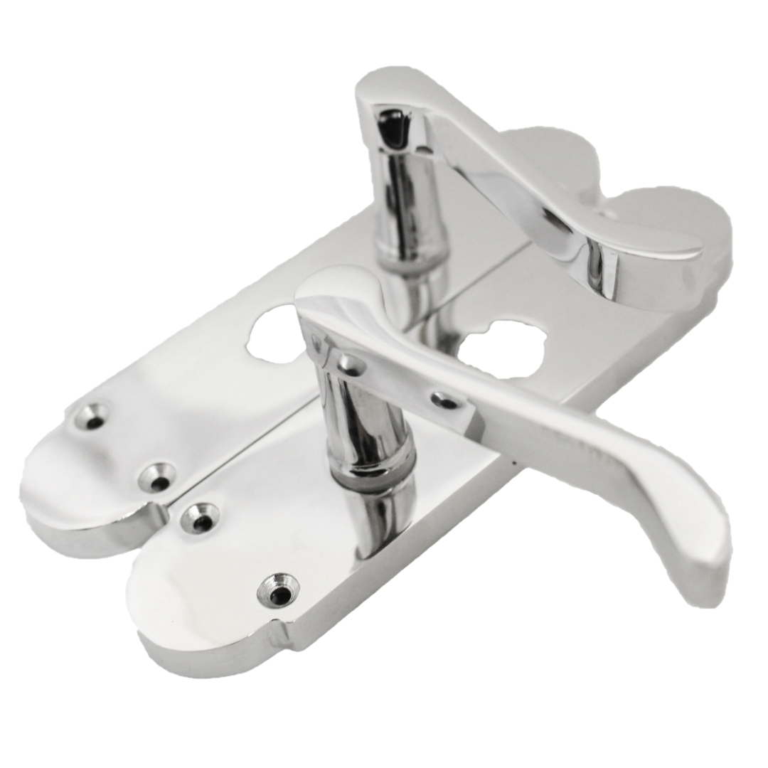 Poignée de porte de salle de bain Epsom avec serrure et loquet tubulaire à levier à défilement - Chrome 
