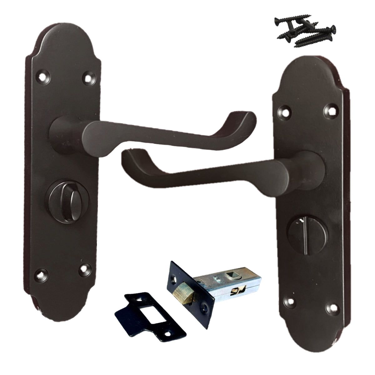 Marketplace JPG companion for Pair of Victorian Scroll Style Privacy Lock Handle and Latch - Matt Black