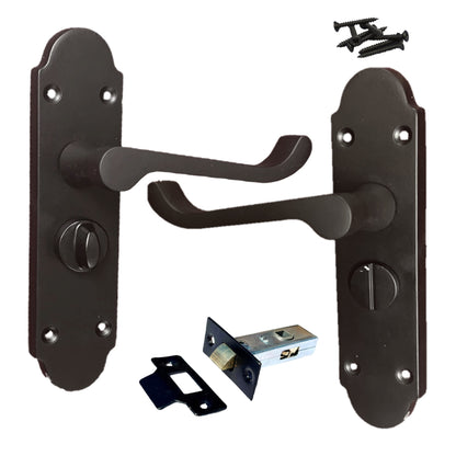 Marketplace JPG companion for Pair of Victorian Scroll Style Privacy Lock Handle and Latch - Matt Black