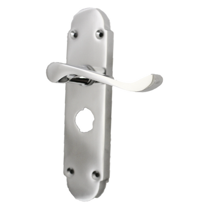 Poignée de porte de salle de bain Epsom avec serrure et loquet tubulaire à levier à défilement - Chrome 
