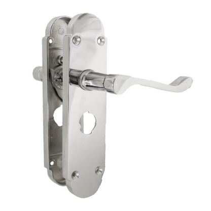 Poignée de porte de salle de bain Epsom avec serrure et loquet tubulaire à levier à défilement - Chrome 