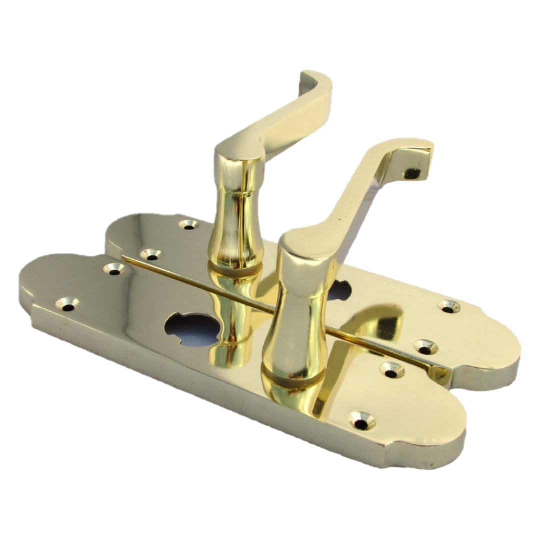 Epsom Door Handle Bath Privacy Lock Scroll Lever - Brass