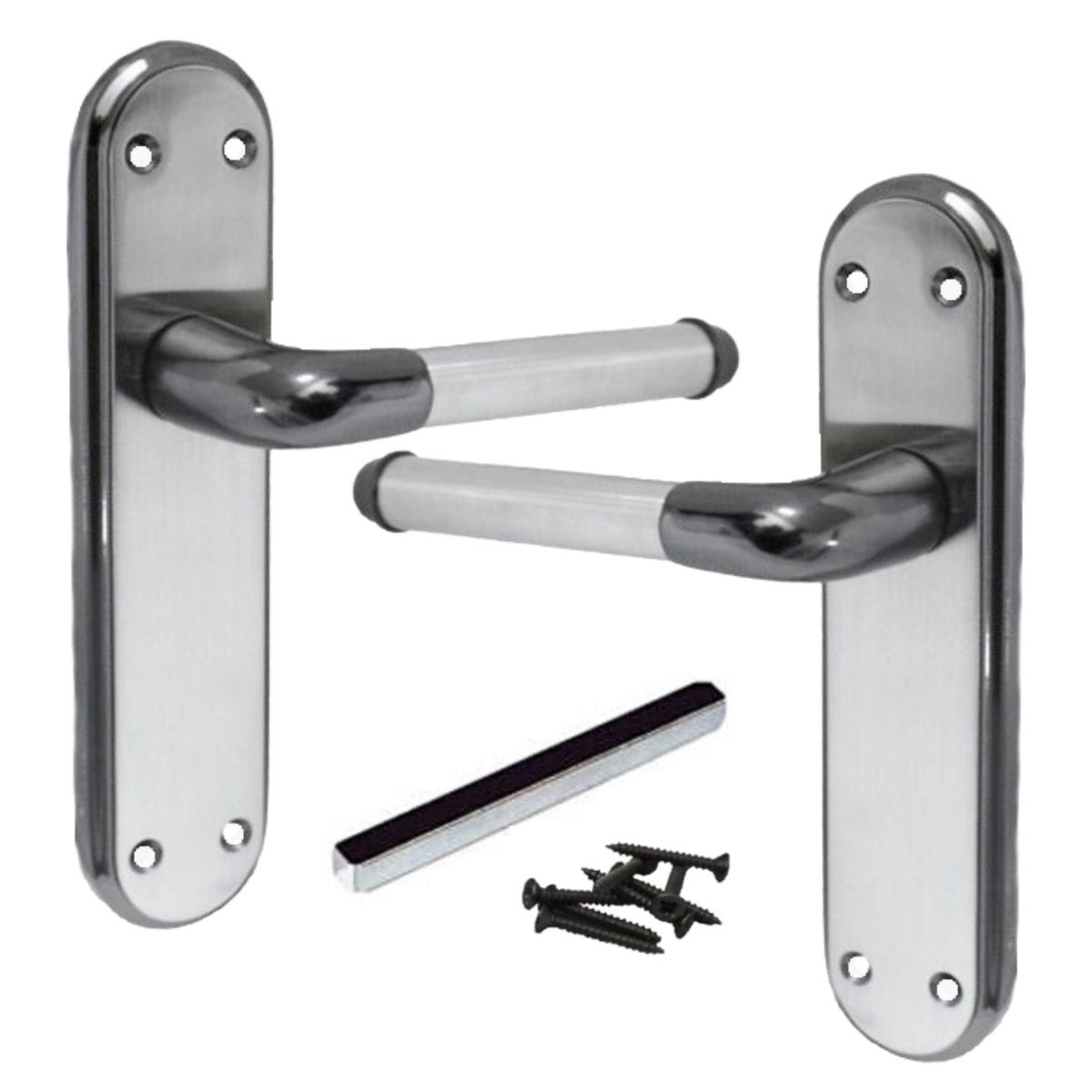 Marina Door Handle Two Tone Latch Lever - Black Nickel and Satin