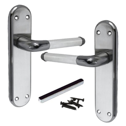Marina Door Handle Two Tone Latch Lever - Black Nickel and Satin
