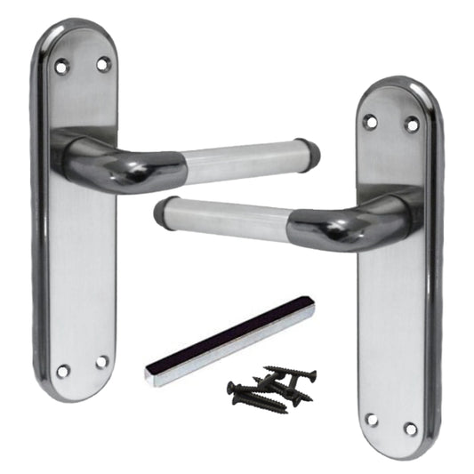 Marina Door Handle Two Tone Latch Lever - Black Nickel and Satin