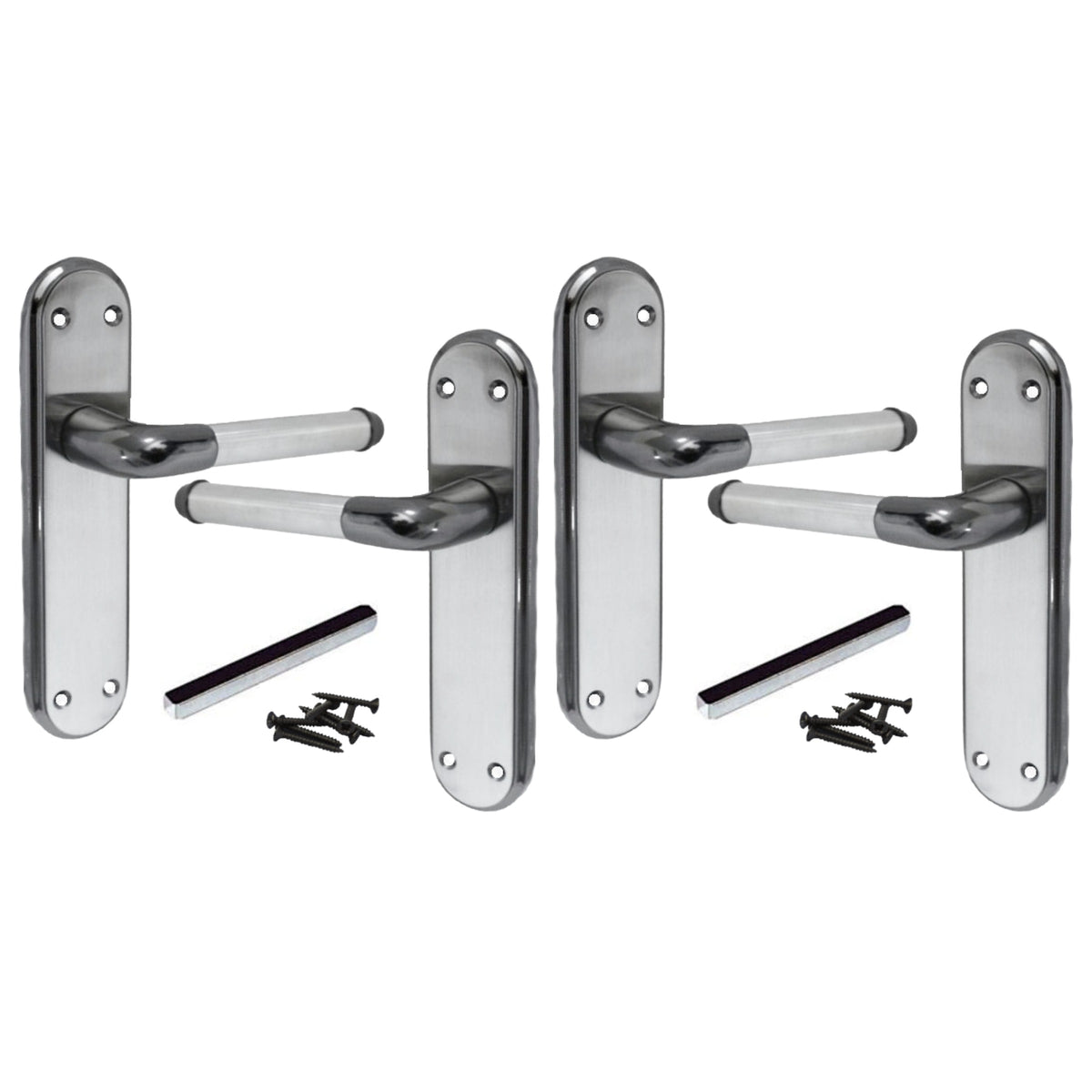 Marina Door Handle Two Tone Latch Lever - Black Nickel and Satin