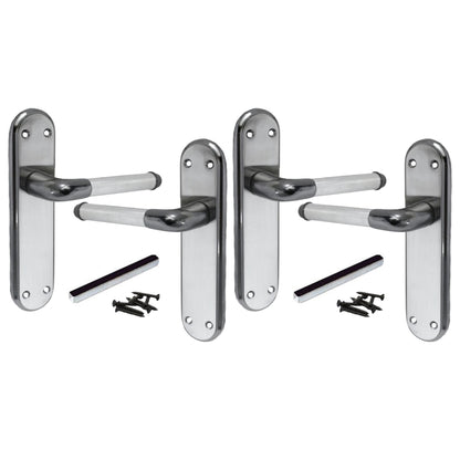 Marina Door Handle Two Tone Latch Lever - Black Nickel and Satin