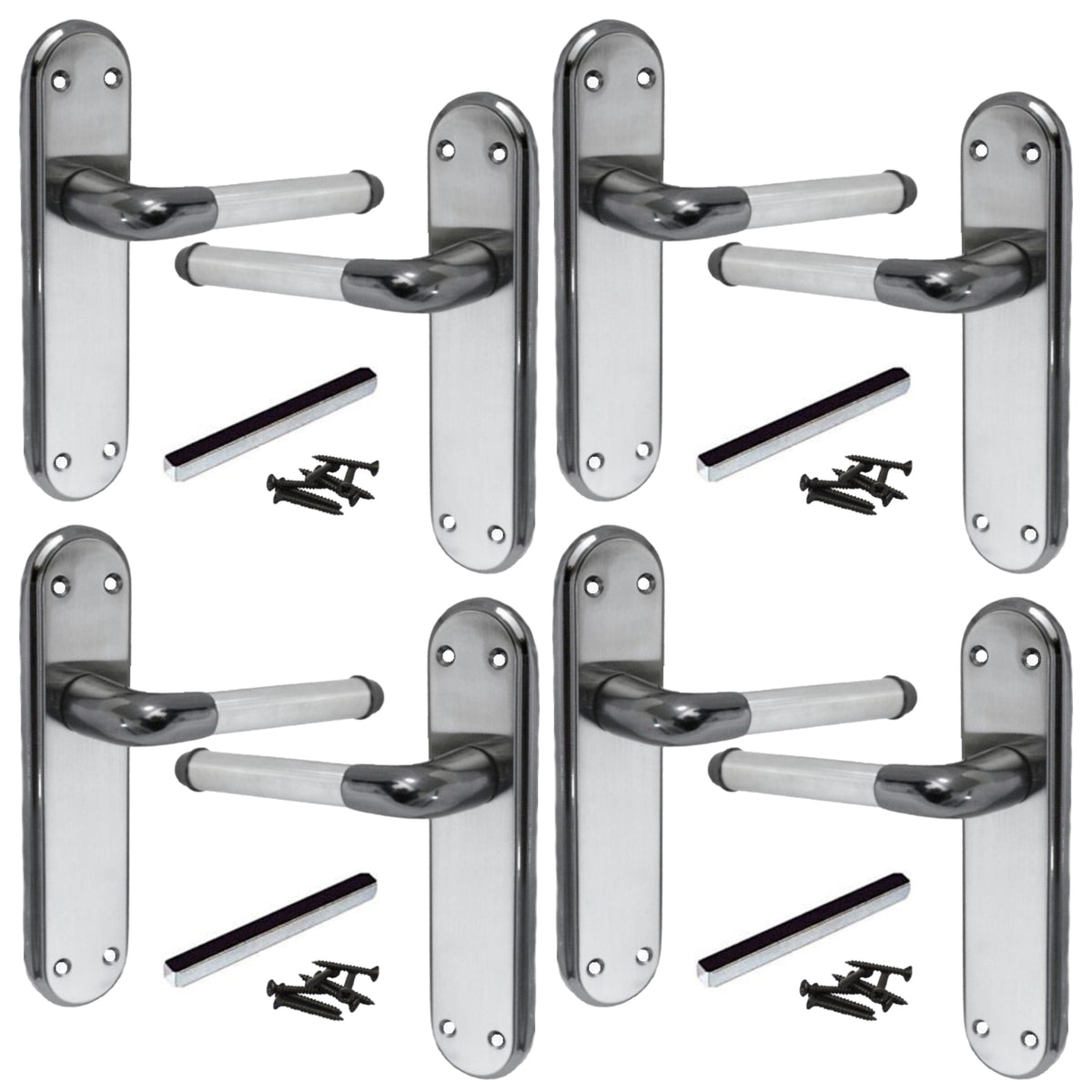 Marina Door Handle Two Tone Latch Lever - Black Nickel and Satin