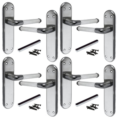 Marina Door Handle Two Tone Latch Lever - Black Nickel and Satin