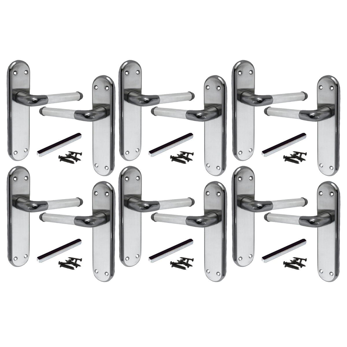 Marina Door Handle Two Tone Latch Lever - Black Nickel and Satin