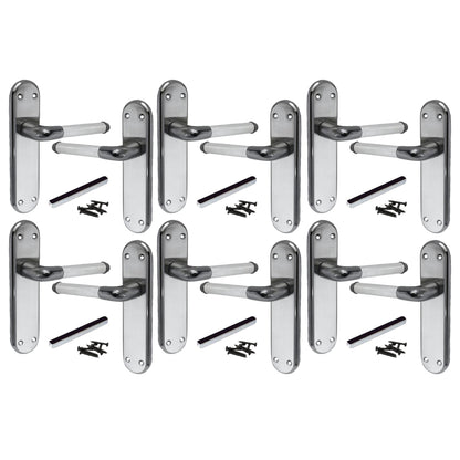 Marina Door Handle Two Tone Latch Lever - Black Nickel and Satin