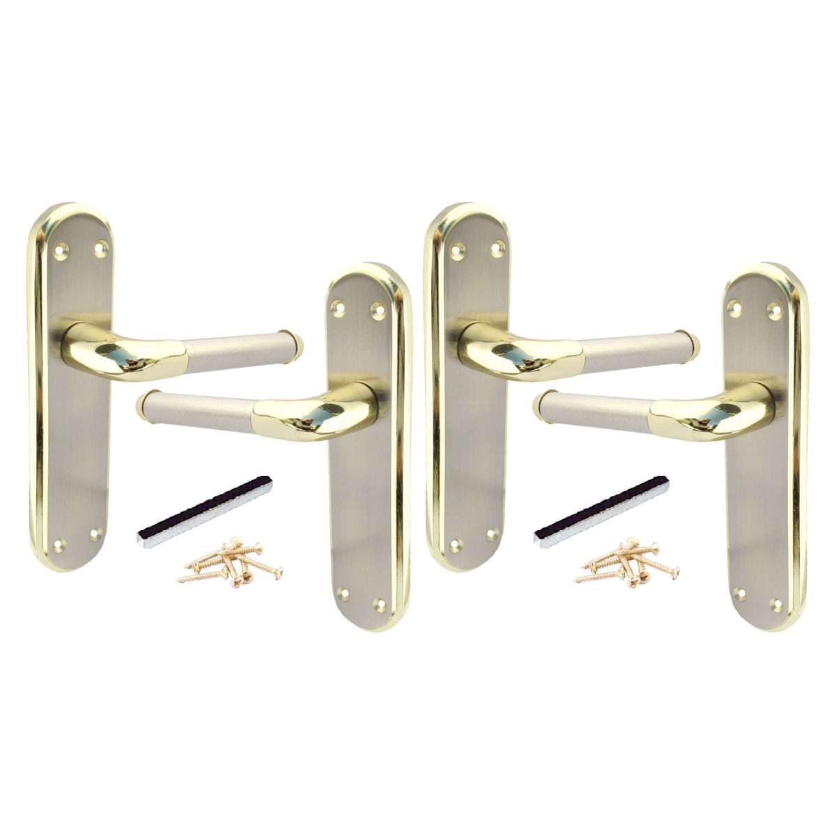 Marina Door Handle Two Tone Latch Lever - Brass and Satin