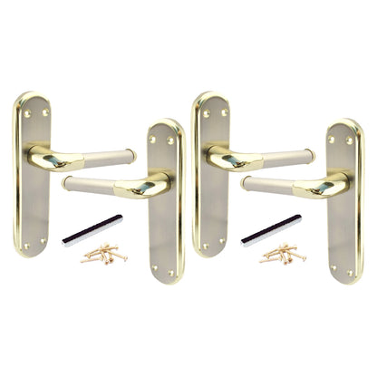 Marina Door Handle Two Tone Latch Lever - Brass and Satin