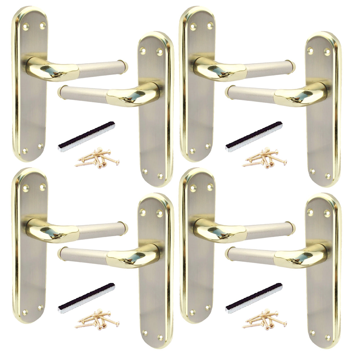 Marina Door Handle Two Tone Latch Lever - Brass and Satin